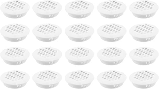 20-pak hvide 53 mm runde ventilationshuller i rustfrit stål