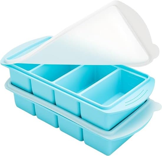 Isbitsformar i silikon - 2-pack 4-facks behållare för barnmat - Grön