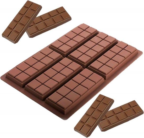 To-delt rektangulær silikone bageform - Til chokoladebarer, slik, sæbe og voks (6 rum) - Chokolade