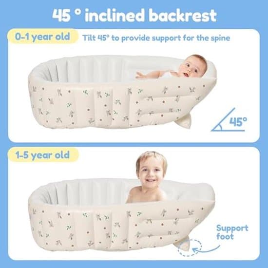 Oppusteligt babybadekar - Bærbart og foldbart børnebadekar, 90 × 55 cm