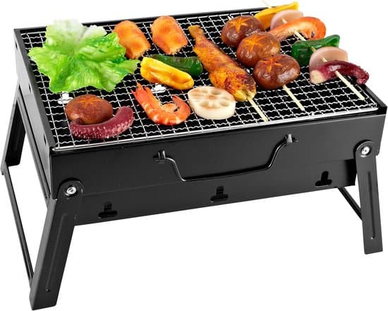 Bärbar Kolgrill - Mini BBQ Grill - Utomhusmatlagning - Vikbar Design - 35 x 27 x 20 cm - Silver