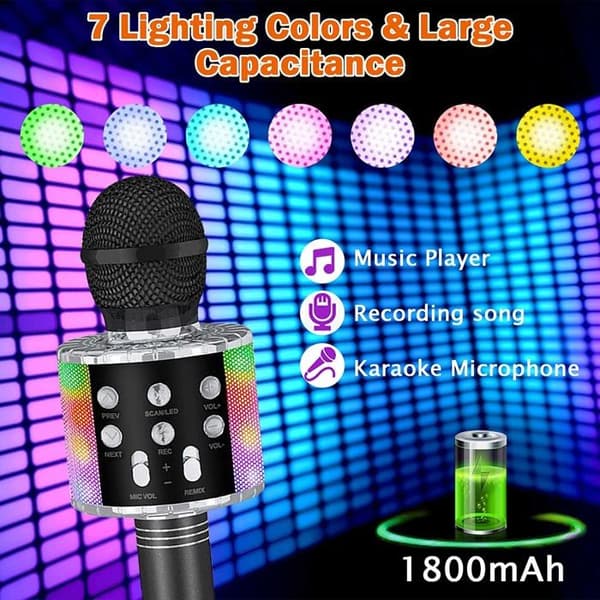 Karaoke Mikrofon - Trådløs - Bluetooth - 4-i-1 Multifunktionel - Sort