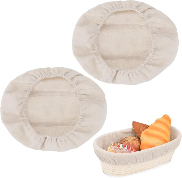 2-pack brödjäskorgsfoder – naturlig rotting oval bakdegduk – 10x6 tum