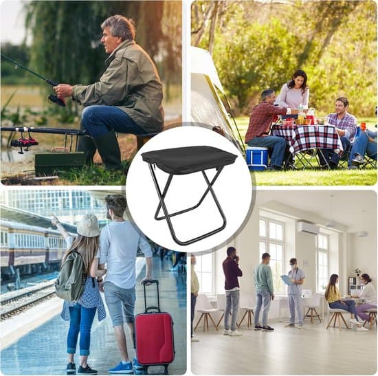 Bærbar sammenklappelig campingtaburet - Sort