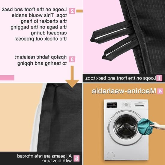 3-pak genanvendelige, miljøvenlige, foldbare indkøbsposer med kroge, sort/grå