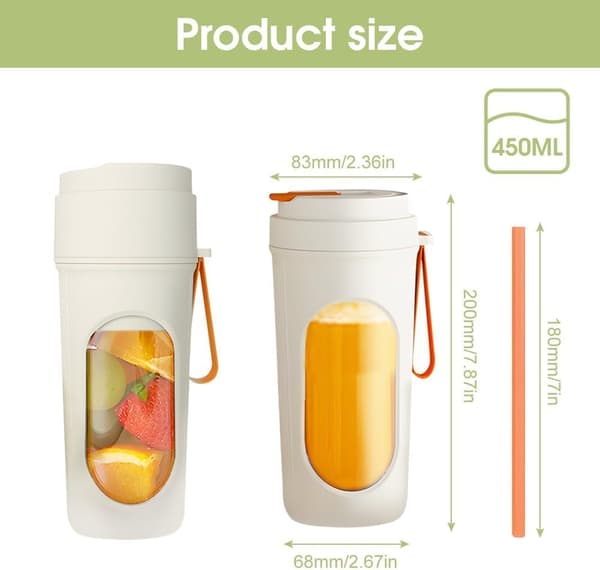 Bärbar juicepresskopp - Mini bärbar juicepress - Vit