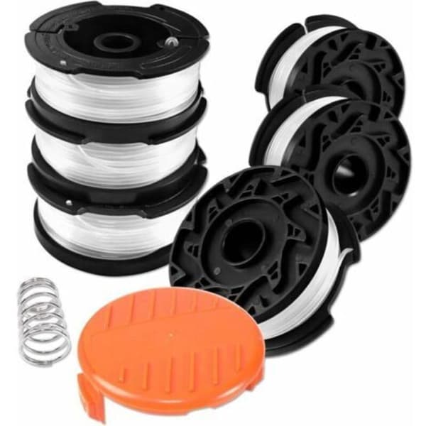 Klippespoler til Black & Decker plæneklippere, inklusive 6 klippespoler, 1 spolehætte og 1 fjeder.