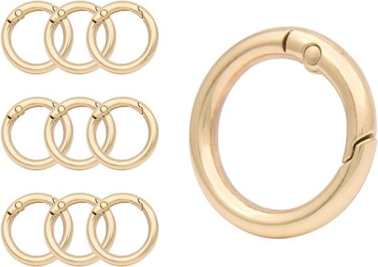 10 guldfärgade fjäderringar - 19mm - karbinhake