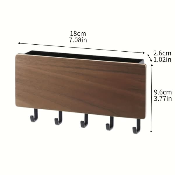 Väggnyckelhållare med 5 krokar, modern design.