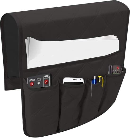 Armlæn opbevaringstaske - 5 rum - 90 x 33 cm - Sort