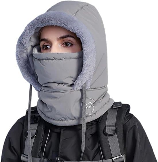 Unisex vintermössa - med justerbar dragsko för värme och nackskydd - mössans omkrets 55-60cm - mörkgrå
