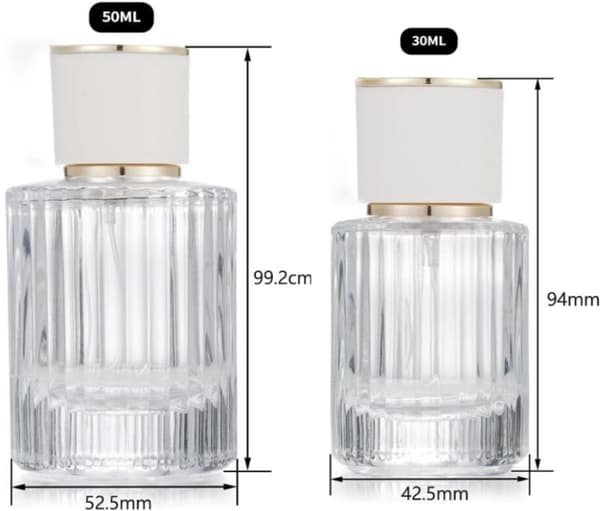 2-pack - Parfymflaskor - Parfymsprayer - 50ml/30ml - Påfyllningsbara - Klara - Glas - Lämpliga för resor, utflykter och handväskor