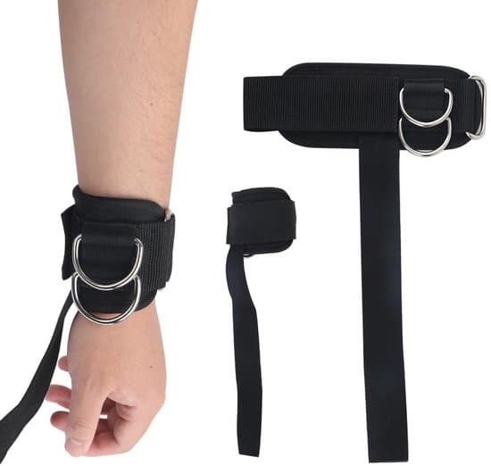 - Håndledsbind Sort - 2 Styk - Vægtløftningsbånd - D-ringe - Dødløftsbånd - SBR Materiale - 33 cm Lang