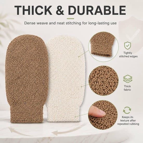 2-pak bambusfiber eksfolierende badehansker - beige/brun