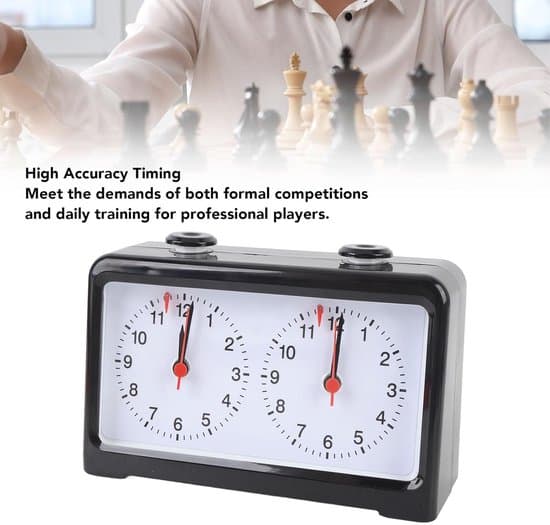 Mekaniskt schackur - Analog timer - Schackspel - Tyst knapp - Ej specificerat - Svart