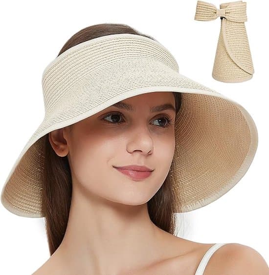 Bredskygget stråvisirhat Foldbar sommer topless solhatte til kvinder