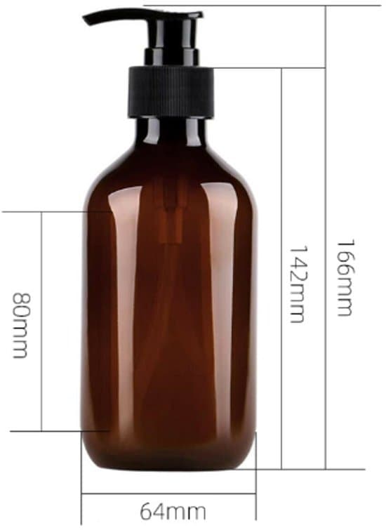 4-pack 300 ml bruna PET påfyllningsbara pumpflaskor för tvål och schampo