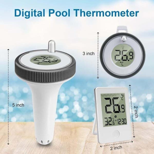 Trådløst pooltermometer. Trådløst flydende digitalt pooltermometer. Vandtæt pooltermometer. Indendørs/udendørs vandtermometer. til...