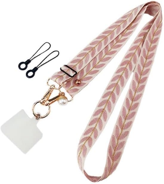Justerbar telefonrem/snodd - 120cm - Rosa