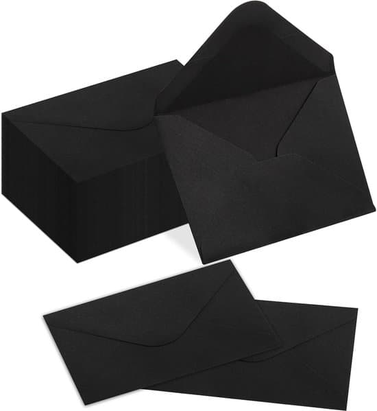 100-pak 16x11 cm sorte papirkonvolutter med limforsegling til små virksomheder