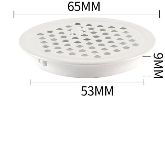 20-pak hvide 53 mm runde ventilationshuller i rustfrit stål