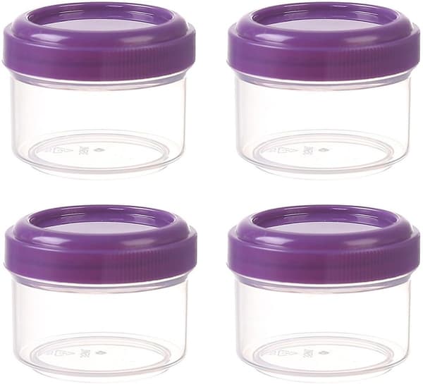 4-pack mini genomskinliga plastburkar - 35 ml