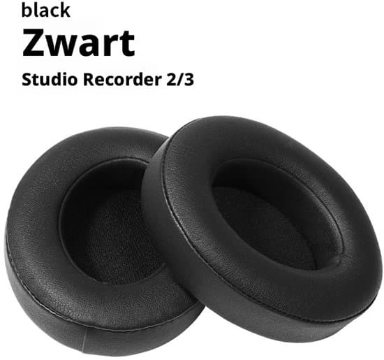 Ørepuder i syntetisk læder, kompatible med Beats Studio 2.0/Studio 3.0, sorte.