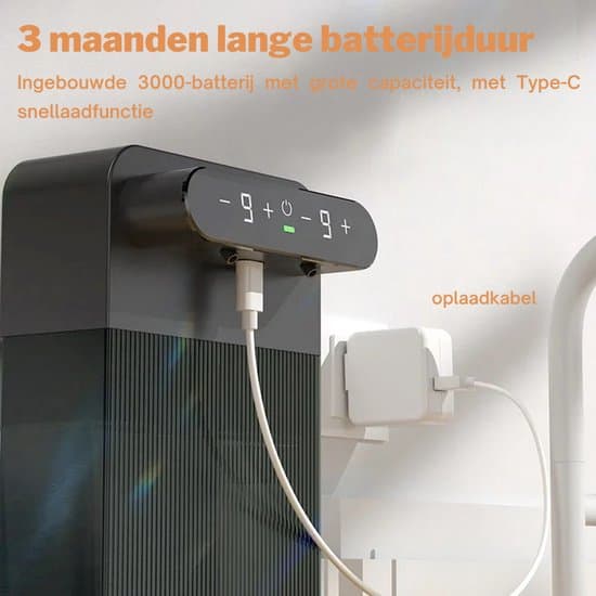 Opvaskemiddeldispenser - Sæbedispenser - 3000mAh - Vægmontering - 2x 400 ml - IPX6 vandtæt - Sort