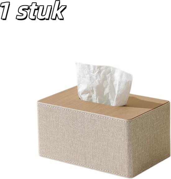 1-pack Tissuelåda - Konstläder - Rektangulär - 19x12x9.5 cm - Beige