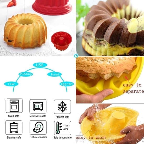 Silikone Mini Bageforme - 12 genanvendelige ringkageforme til muffins, chokolade og buddinger