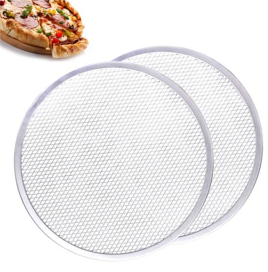 2-delt sølv 20 cm perforerede aluminiums pizzabageforme og -stativer