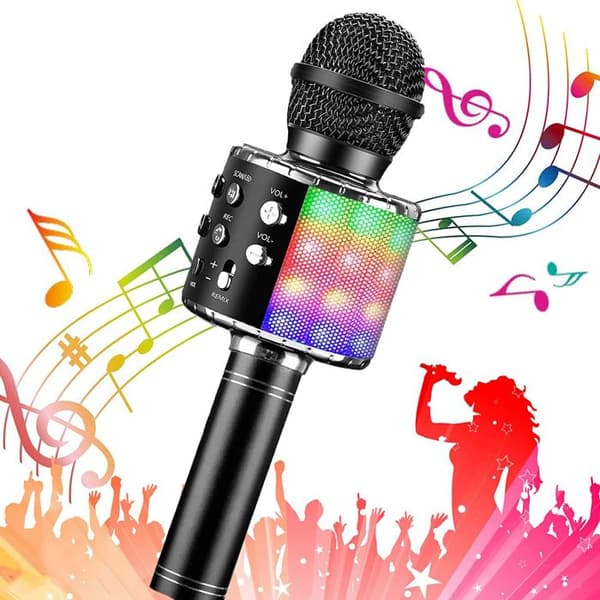 Karaoke Mikrofon - Trådløs - Bluetooth - 4-i-1 Multifunktionel - Sort