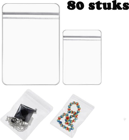 80-pack transparenta återanvändbara smyckes-/förvaringspåsar
