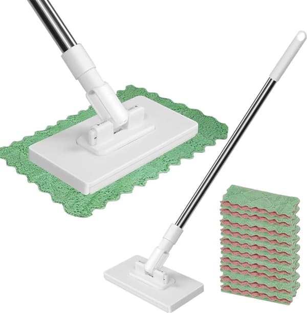 Push-Pull Clip-On Moppe med Håndfri Vridning & 10 Genanvendelige Mikrofiberklude