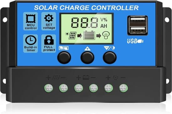 30A Solar Charge Controller - 12V/24V Solar Panel Controller - med justerbar LCD-skærm - Dobbelte USB-porte Timerindstillinger - Laderegulator