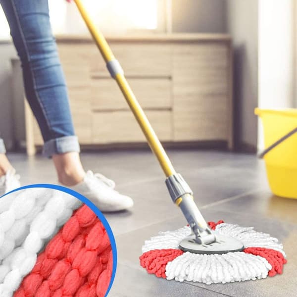 4 erstatningsmoppehoveder, 2-i-1 moppeerstatningshoved, spinmoppeerstatningshoved, mikrofiber spinmoppe, 360° gulvmoppe, kompatibel med Vileda