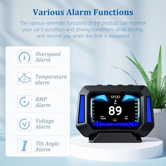 Universal bil Head-Up Display (HUD) med speedometer og inklinometer - OBD & GPS dobbelt system