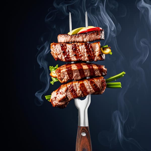 Grillgaffel i rustfrit stål til udendørs grillning af kødspyd