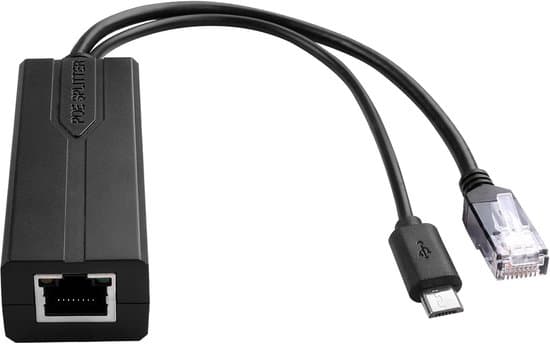 Splitter, Micro USB-interface, 48V til 5V, egnet til gigabit netværkskameraer og enheder.