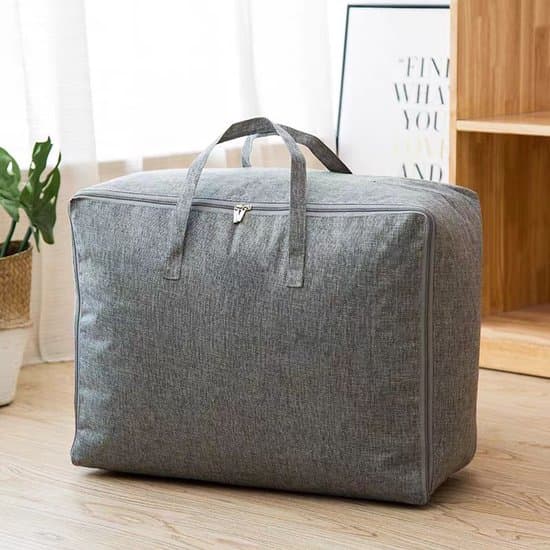 2-pack grå 105L 70x50x30 cm vikbara förvaringsväskor i polyeten för duntäcken och kläder