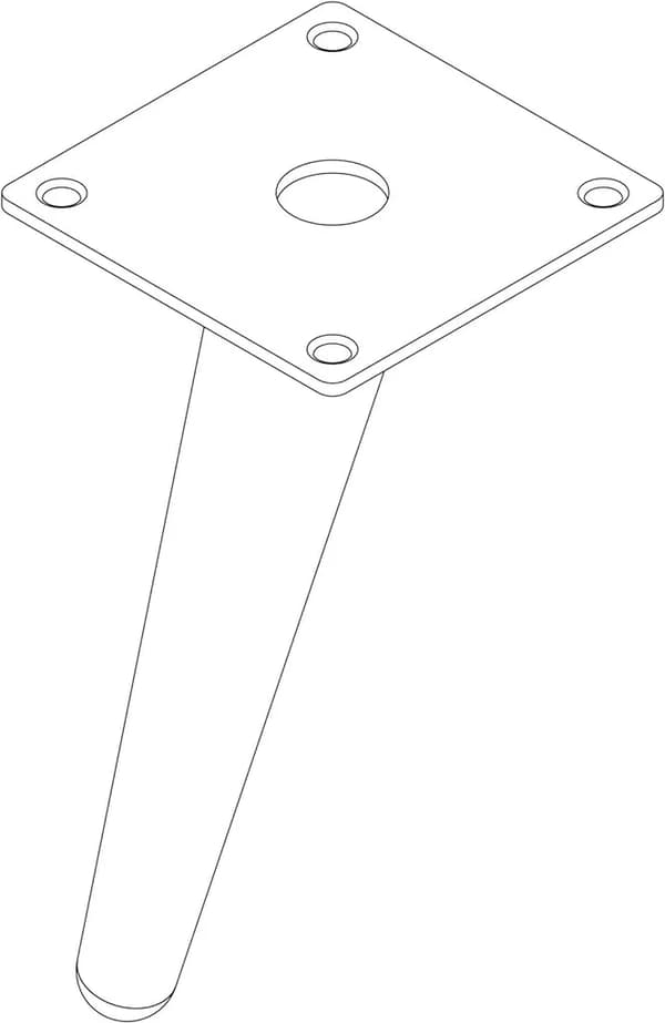 Fire vinklede møbelben, forkromede koniske møbelben, udskiftningsmøbelben, metalmateriale, 23 cm.