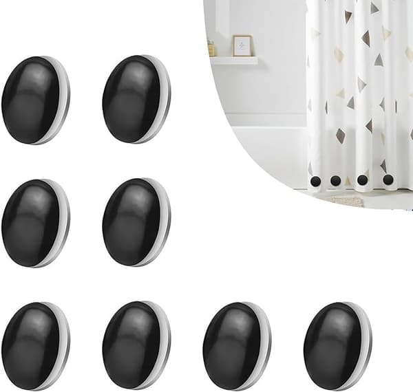 8-pack svarta duschdraperivikter, kraftiga gardiner, foder, utblåsningsbotten, hem, kontor, resor