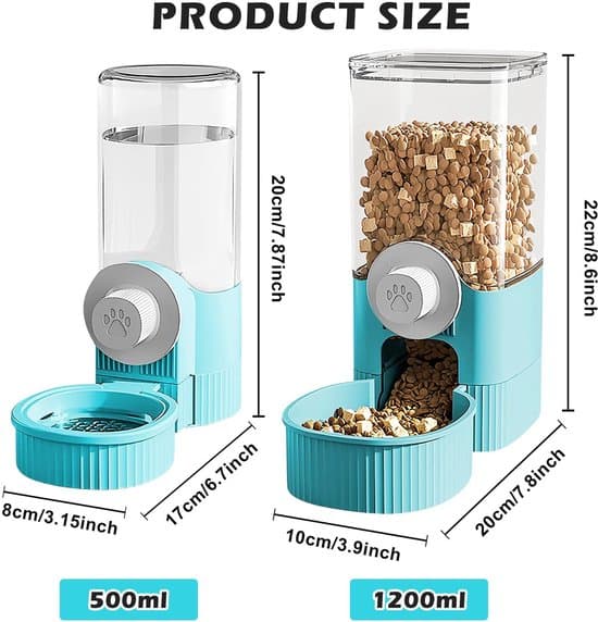 - Automatisk 2-i-1 Foderautomat - Vanddispenser - Drikkeflaske - Kattefoder - Kaninfoder - Kapacitet 1200ml - Kæledyrsfoderautomat