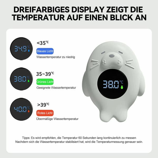 Babybadekartermometer, elektronisk vandtermometer med LED-display, badekartermometer