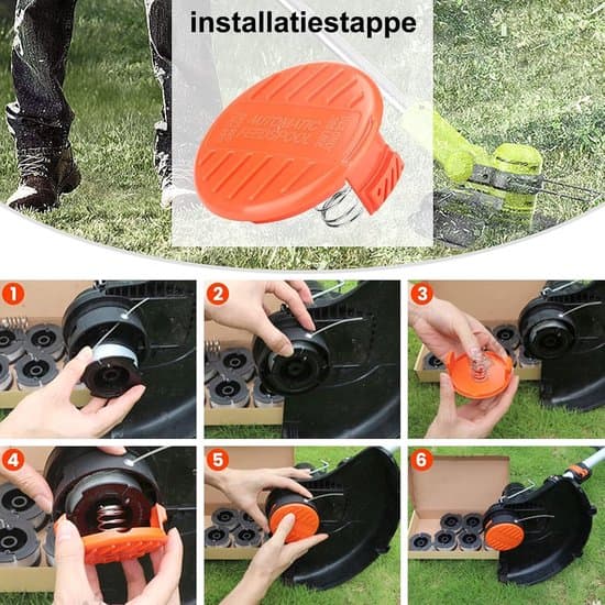 Spolelåg, 4-pak, ABS-materiale, egnet til Black-Decker RC-100-P plæneklippere.