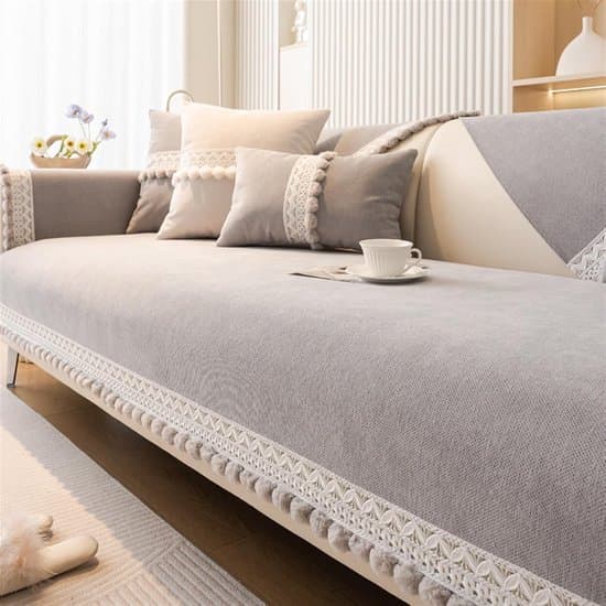 Sofatæpper 3-personers sofa vævet tæppe, Sofatæpper, Alsidige tæpper til sofaer Tæpper til sofaer Sofaseng og lænestol (grå, 70X70cm(27X27IN))