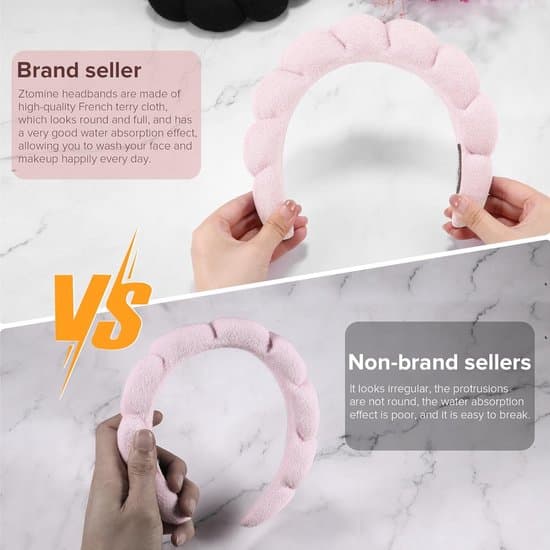 Sæt med 2 bløde vaskbare hårbånd til ansigtsrens og makeup