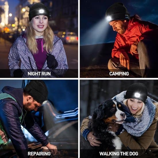 Bluetooth strikhue med lys - Unisex - Bluetooth hue med seks lyspunkter - Sort