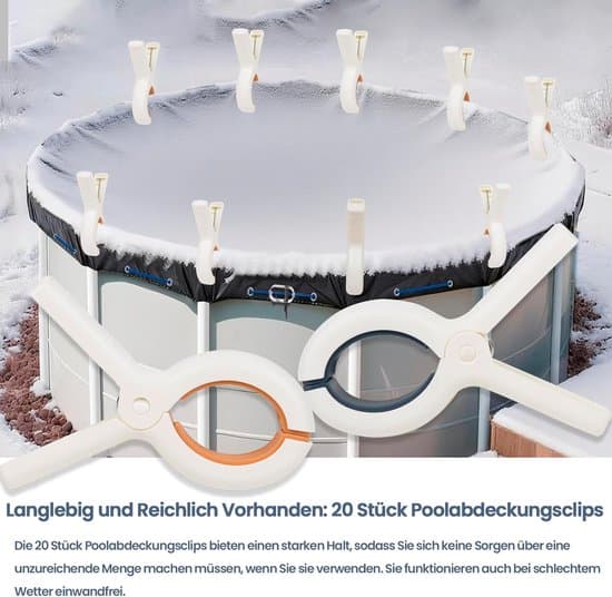 Poolclips - 20 stk., 13 cm, til overdækning og presenning