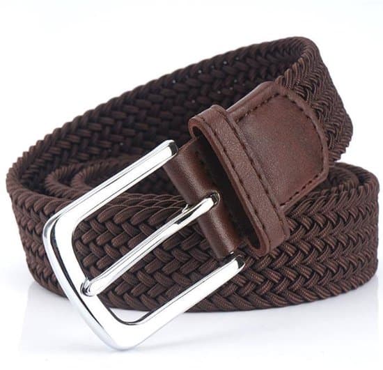 Bælte - Elastisk linning - Unisex vævet elastisk linning - Bredde 3,4 cm - Længde 125 cm - Kaffebrun